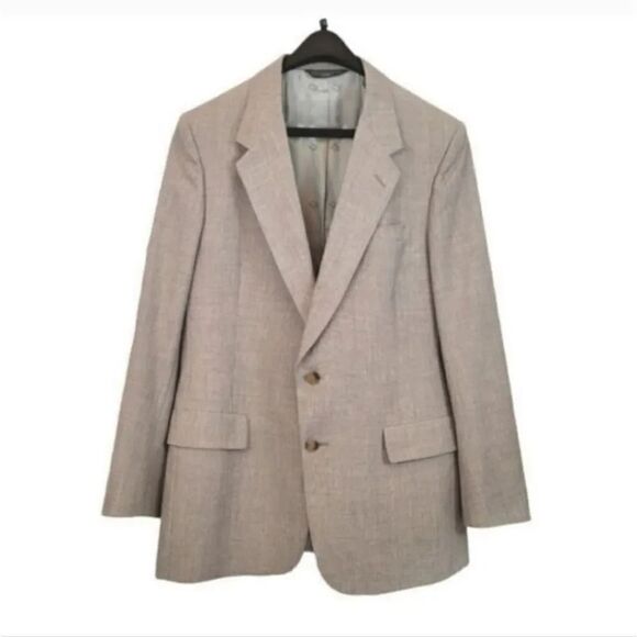 Vintage 70's Christian Dior Sportscoat Suit Jacket in Beige Tan Size 44R - Picture 1 of 13